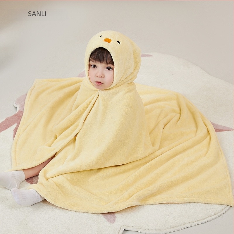 Sanli korall-fleece fürdőköntös kapucnival és törölközők készlet felnőtteknek és gyerekeknek