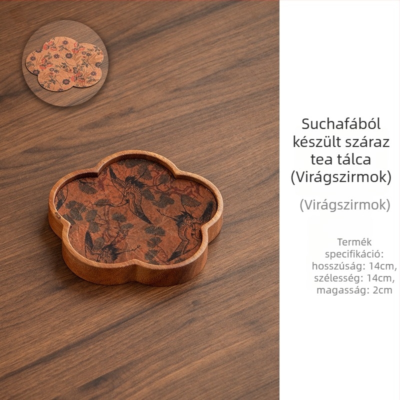 Diófából készült teás tálca, új kínai stílusban, zen hatású, teázókendő párna és teáskannatartó
