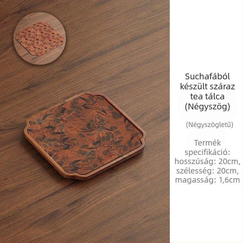 Diófából készült teás tálca, új kínai stílusban, zen hatású, teázókendő párna és teáskannatartó