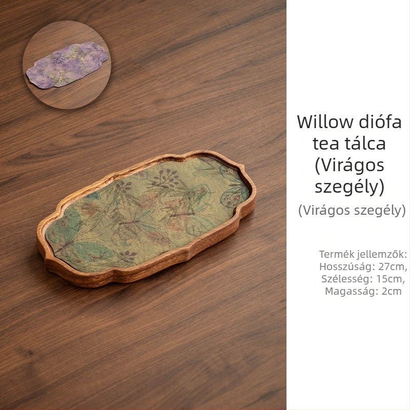 Diófából készült teás tálca, új kínai stílusban, zen hatású, teázókendő párna és teáskannatartó