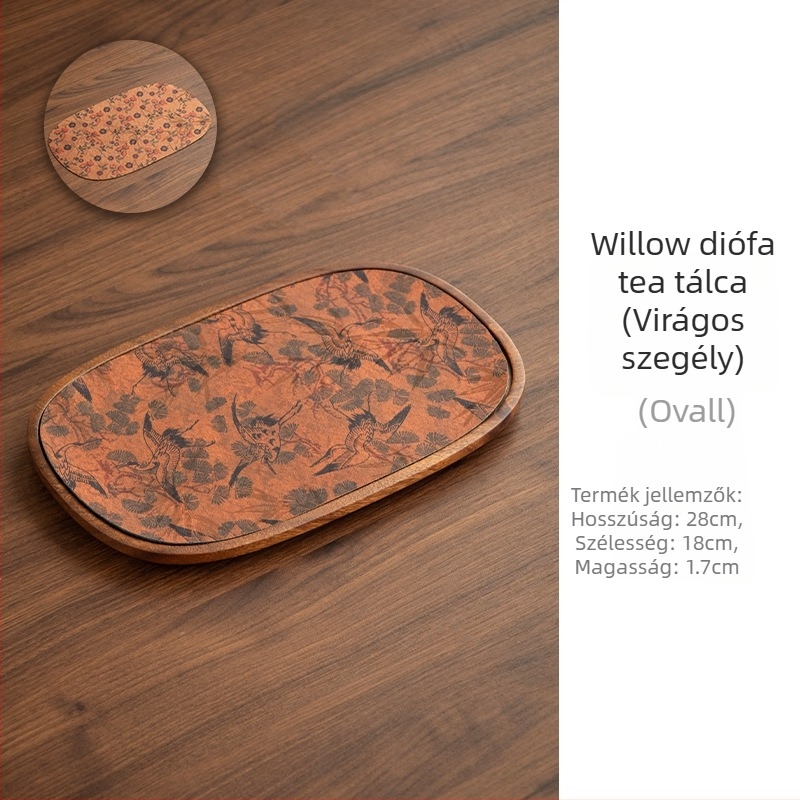 Diófából készült teás tálca, új kínai stílusban, zen hatású, teázókendő párna és teáskannatartó