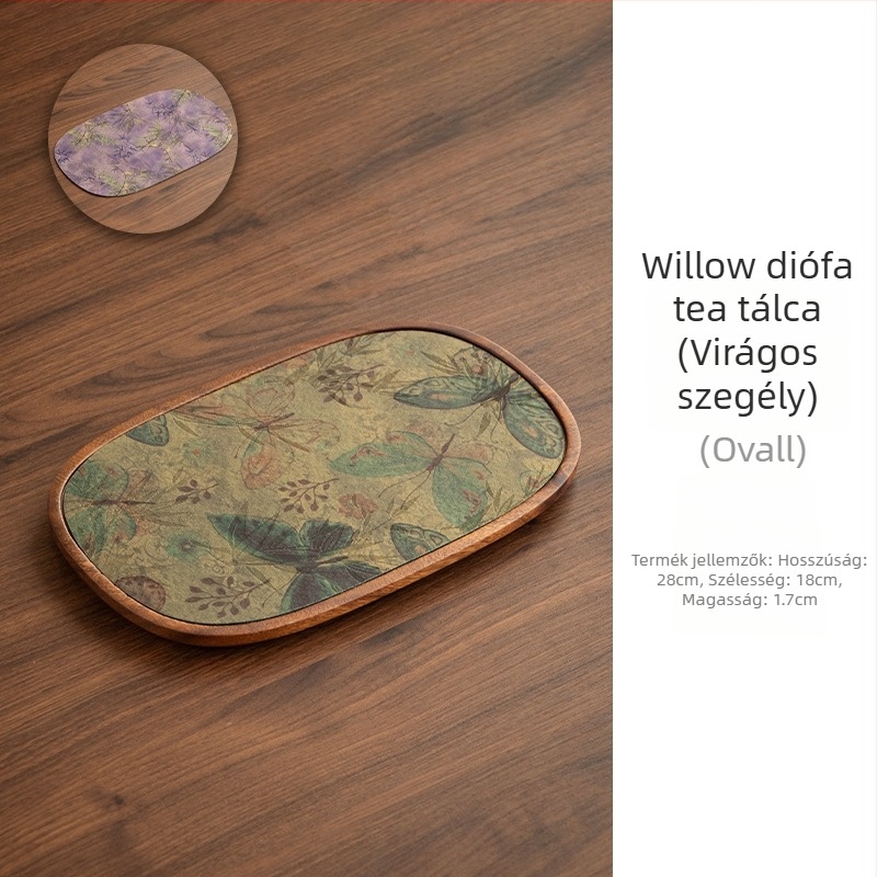 Diófából készült teás tálca, új kínai stílusban, zen hatású, teázókendő párna és teáskannatartó