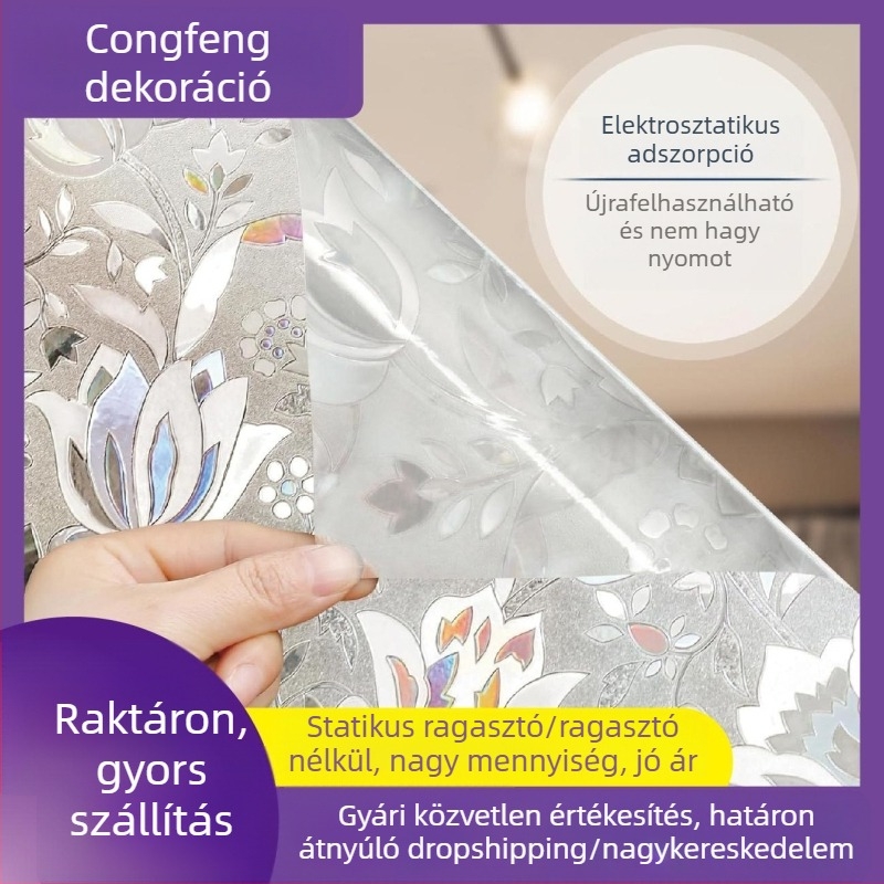 Elektrosztatikus, ragasztó nélküli ablakvédő fólia magánélet védelmére, szigetelő fólia, üvegfólia, kis tekercsek