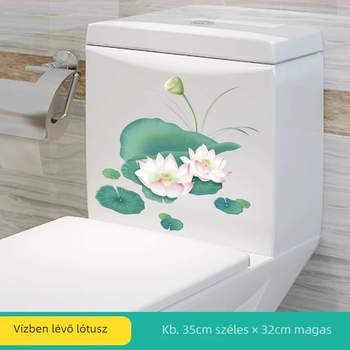 WC matrica, virágos motívum, PVC anyag, fürdőszobához