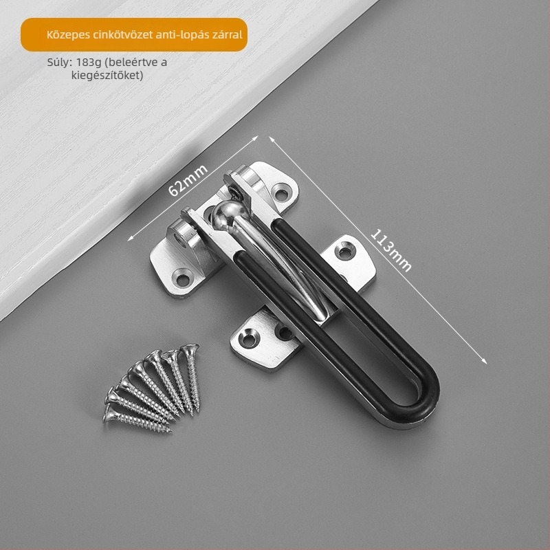 Anti-theft ajtózár, Type A zár, rozsdamentes acél, polírozott/platinált felület, testreszabható