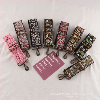 Jacquard etno-stílusú széles, állítható vállöv crossbody táskákhoz