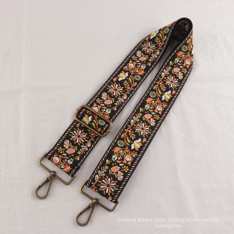 Jacquard etno-stílusú széles, állítható vállöv crossbody táskákhoz
