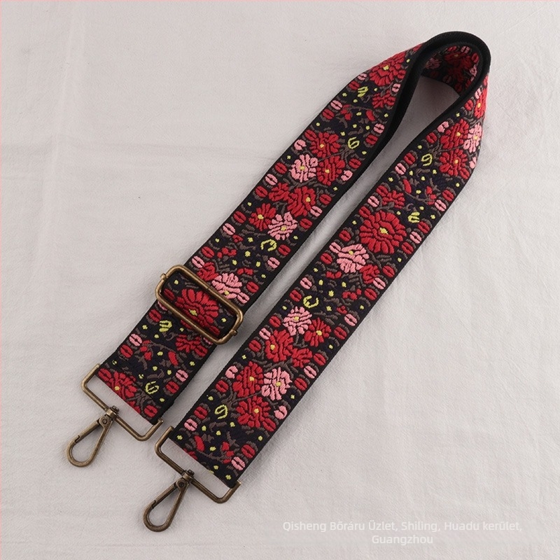 Jacquard etno-stílusú széles, állítható vállöv crossbody táskákhoz