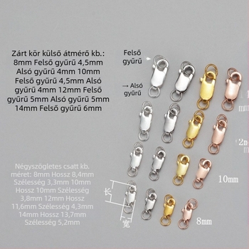 DIY ékszerkiegészítő – S925 ezüst – elektroplattázás – lobster clasp