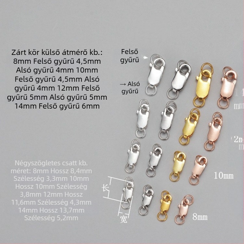 DIY ékszerkiegészítő – S925 ezüst – elektroplattázás – lobster clasp