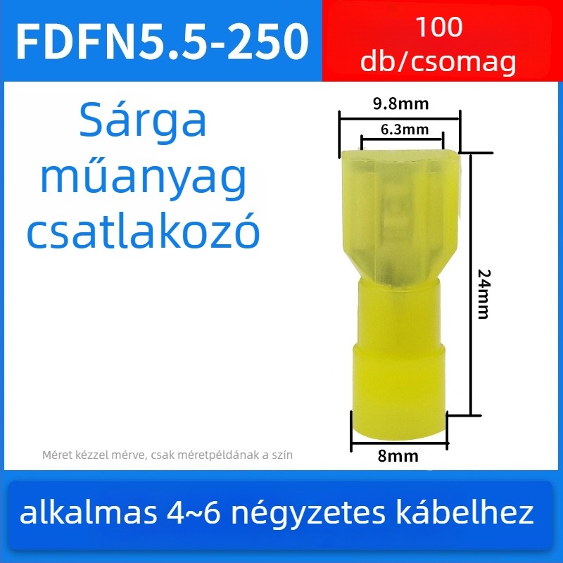 Rugós, férfi és női gyorscsatlakozók elektromos vezetékeléshez, krimpelés, 0.5-6 mm², csomagolási lehetőségek: 100 vagy 200 darab