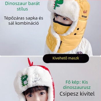 Téli Lei Feng gyerek sapka beépített maszkkal és nyakmelegítővel