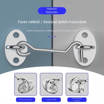 Csúszó ajtó zár – fúrás nélkül, rozsdamentes acél, csiszolt felület, Tip A zár