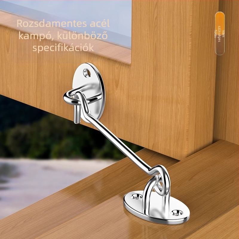 Csúszó ajtó zár – fúrás nélkül, rozsdamentes acél, csiszolt felület, Tip A zár