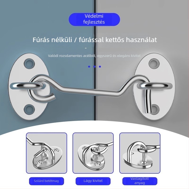 Csúszó ajtó zár – fúrás nélkül, rozsdamentes acél, csiszolt felület, Tip A zár