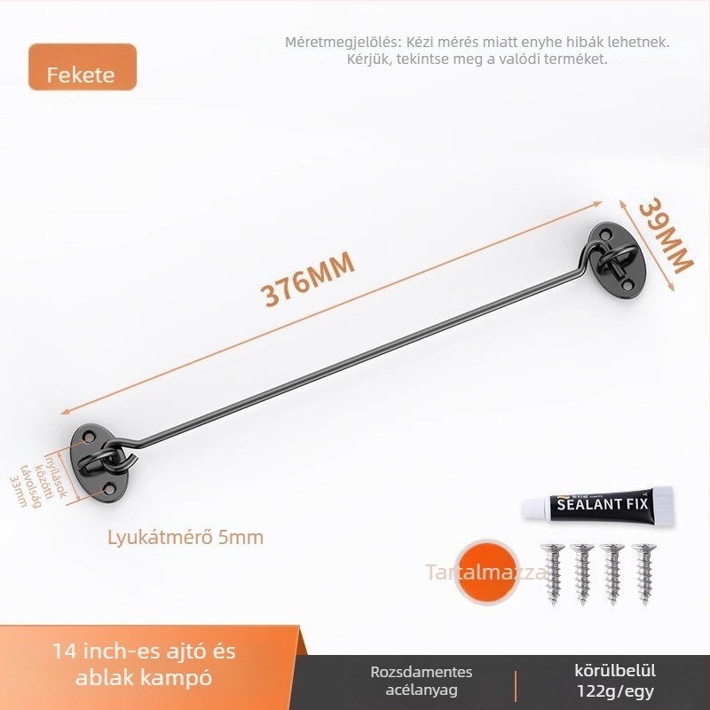 Csúszó ajtó zár – fúrás nélkül, rozsdamentes acél, csiszolt felület, Tip A zár