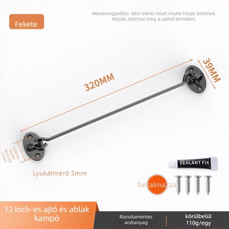 Csúszó ajtó zár – fúrás nélkül, rozsdamentes acél, csiszolt felület, Tip A zár