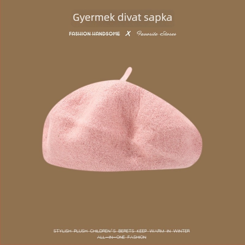Gyerekeknek készült beret, tavasz–ősz időszakra, lányos tök-formájú nyolcszögletű sapka, téli festő sapka, poliészter