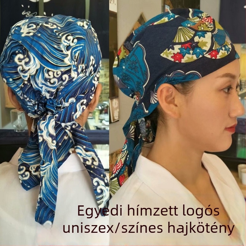 Japán stílusú konyhai munkasapka, uniszex, pamut, kupola alakú koronával, karimával, logónyomtatással, testreszabható