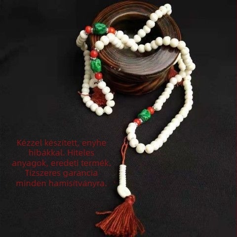 Természetes tehéncsontból készült buddhista gyöngyös karkötő, 108 gyöngy, nepáli etnikus stílus, férfiaknak és nőknek