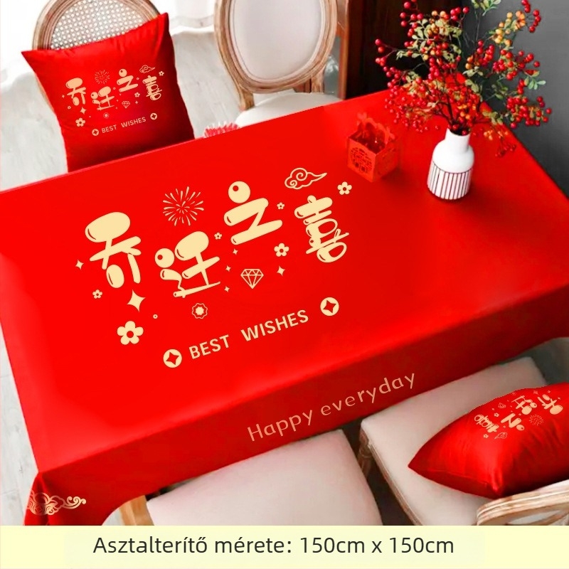 Vörös esküvői asztalterítő és asztali futó (Textil; Csomagolás: Opp bag; Márka: Cloth language; Esküvő; Ajándék)