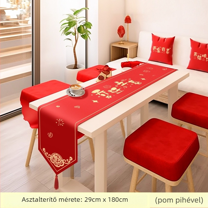 Vörös esküvői asztalterítő és asztali futó (Textil; Csomagolás: Opp bag; Márka: Cloth language; Esküvő; Ajándék)