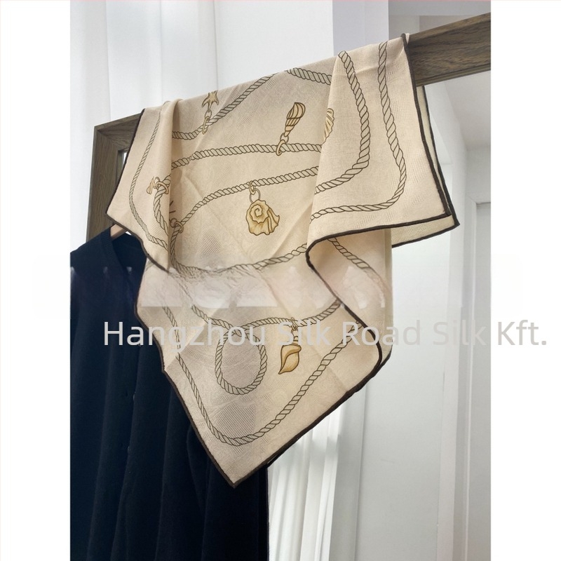 Kétoldalas jacquard selyem-gyapjú négyszögletes sál téli viselethez