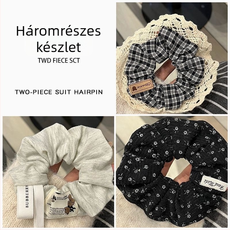 Virágos kordbársony hajgumi – copf vagy konty frizurához, gyerekeknek, vintage, tavasz 2025