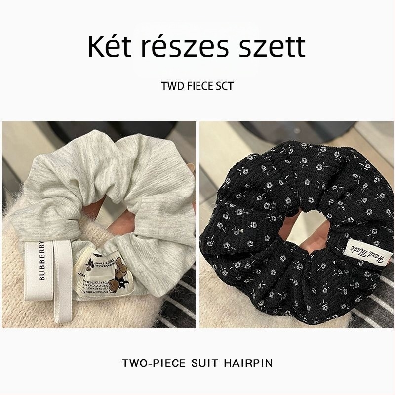 Virágos kordbársony hajgumi – copf vagy konty frizurához, gyerekeknek, vintage, tavasz 2025