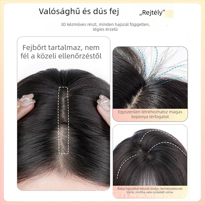 Nyolc karakteres frufrus paróka darab, ferde frufru, növeli a hangerőt a koronán, selyem haj, mechanikus feldolgozás