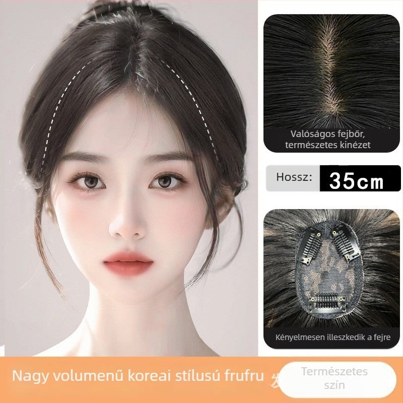 Nyolc karakteres frufrus paróka darab, ferde frufru, növeli a hangerőt a koronán, selyem haj, mechanikus feldolgozás