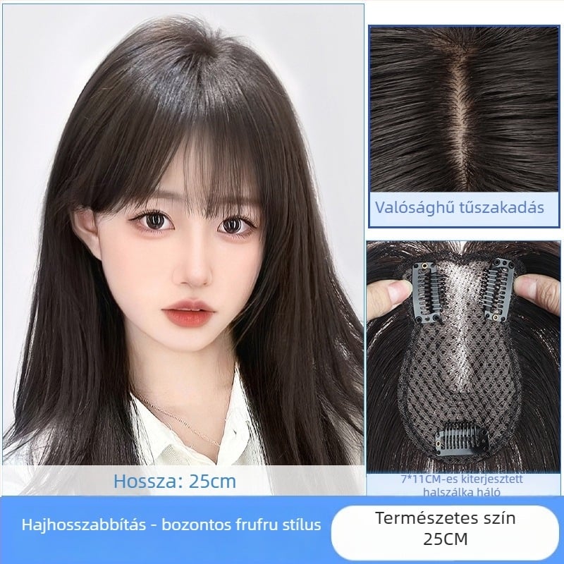 Nyolc karakteres frufrus paróka darab, ferde frufru, növeli a hangerőt a koronán, selyem haj, mechanikus feldolgozás