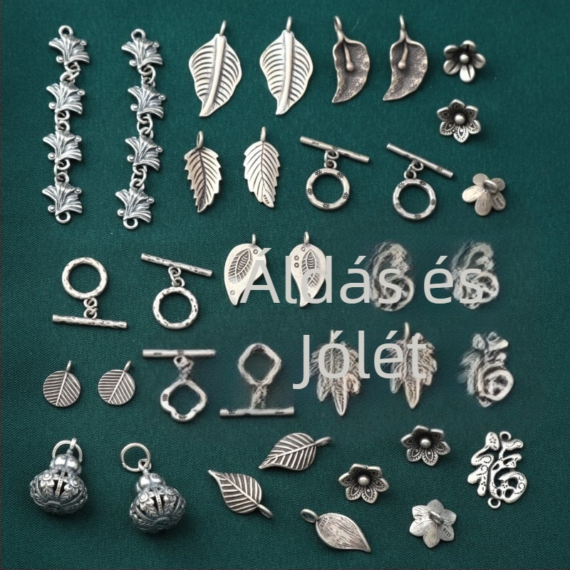 Sterling ezüst levél gyöngyfűző kiegészítő OT kapoccsal, retro stílusú DIY ékszerhez
