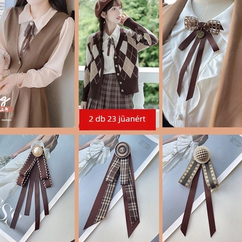 Női gallér virág és masni, koreai stílus, szalagból készült, geometriai mintázat, lapos fejű, kód lg658