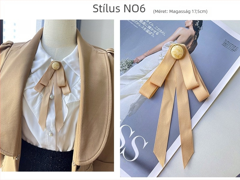 Női gallér virág és masni, koreai stílus, szalagból készült, geometriai mintázat, lapos fejű, kód lg658