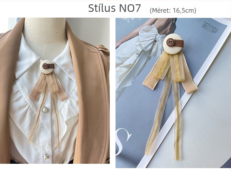 Női gallér virág és masni, koreai stílus, szalagból készült, geometriai mintázat, lapos fejű, kód lg658