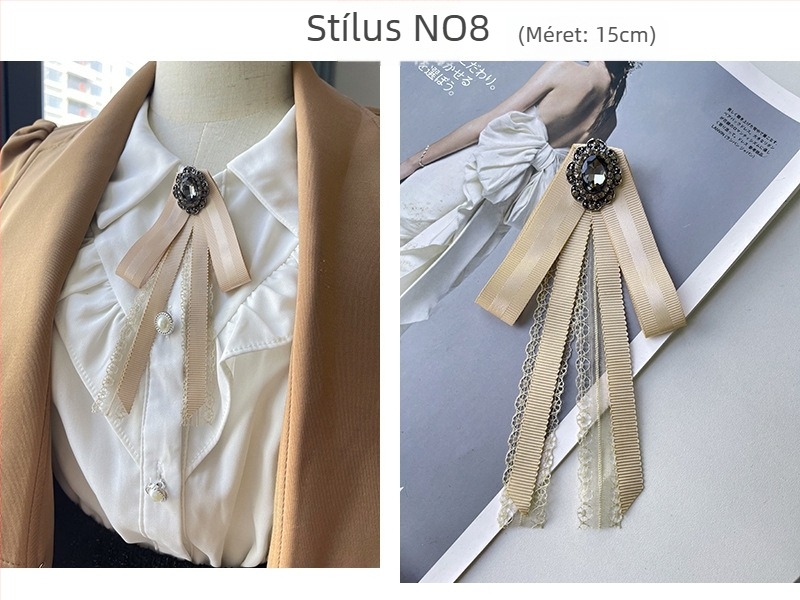 Női gallér virág és masni, koreai stílus, szalagból készült, geometriai mintázat, lapos fejű, kód lg658