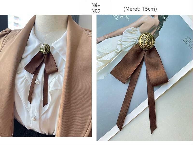 Női gallér virág és masni, koreai stílus, szalagból készült, geometriai mintázat, lapos fejű, kód lg658