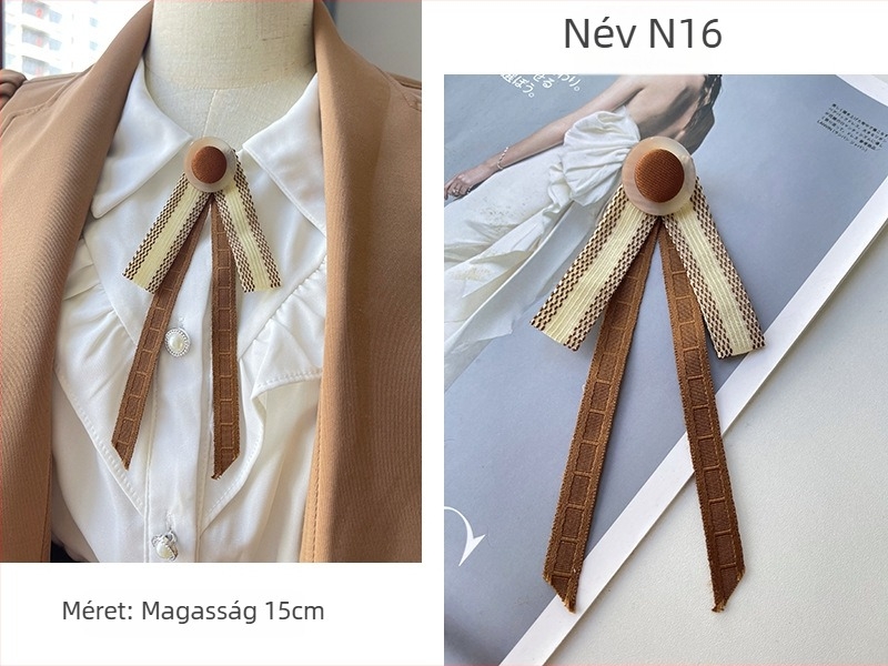 Női gallér virág és masni, koreai stílus, szalagból készült, geometriai mintázat, lapos fejű, kód lg658