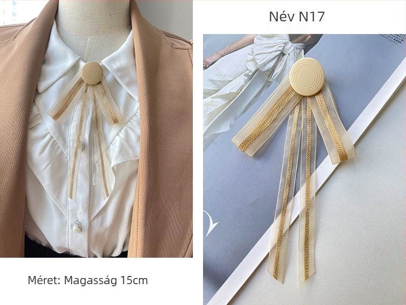 Női gallér virág és masni, koreai stílus, szalagból készült, geometriai mintázat, lapos fejű, kód lg658