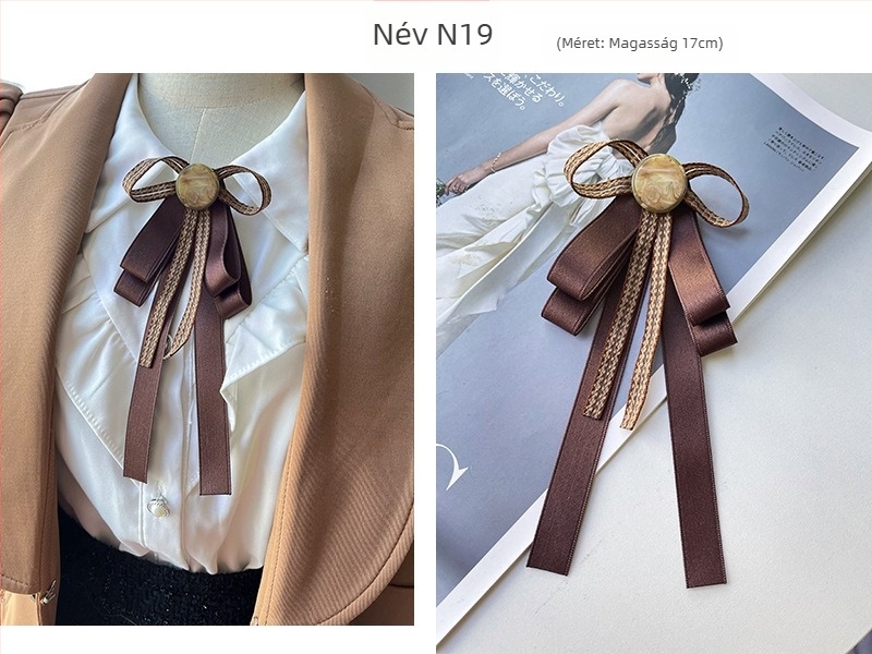 Női gallér virág és masni, koreai stílus, szalagból készült, geometriai mintázat, lapos fejű, kód lg658