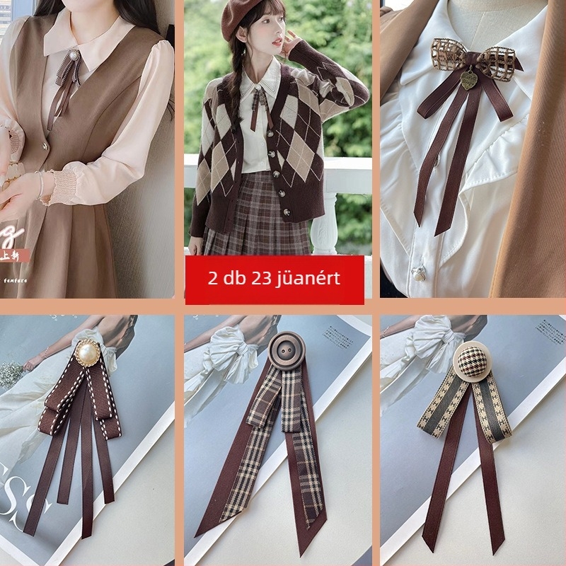 Női gallér virág és masni, koreai stílus, szalagból készült, geometriai mintázat, lapos fejű, kód lg658