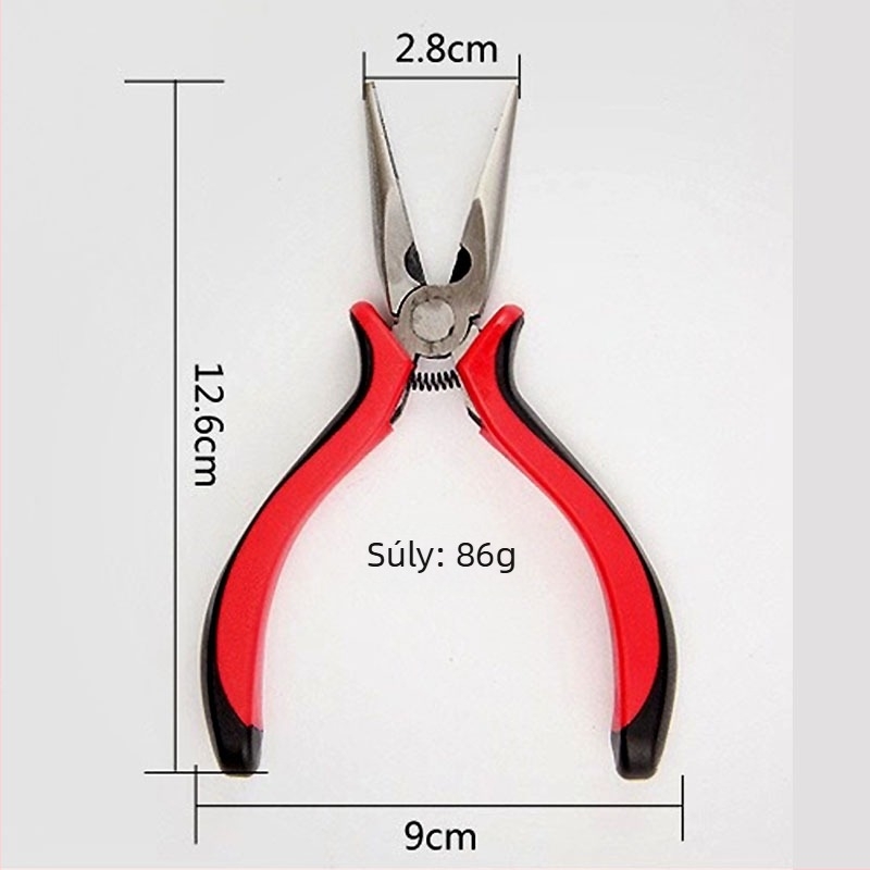 Mini fém kézi szerszámfogó elektroplating bevonattal, diagonális vágóél és tűs csúcs, lyukasztási lehetőség