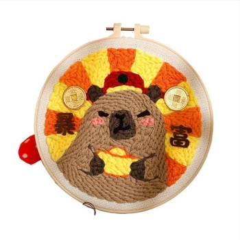 XIAOZ Punch Needle hímzőkészlet – DIY fonal készlet dekoratív díszekhez, aranyos stílus