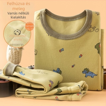 Gyermekek vastagított őszi felső és alsó szett – fiúknak alaprétegű termo ruházat, lenanyag, fő anyag: nyúl szőr