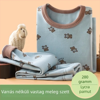 Gyermekek vastagított őszi felső és alsó szett – fiúknak alaprétegű termo ruházat, lenanyag, fő anyag: nyúl szőr