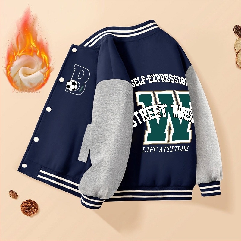 Gyerekeknek szóló casual kabát, külső anyag 60% poliészter, pamut bélés, kapucni nélküli, gallér nélküli, vastag külső anyag, 2024 téli modell