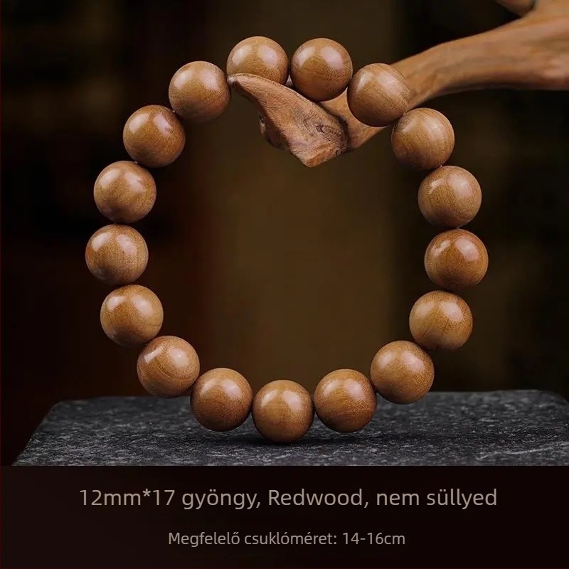 Régi szantálfa gyöngy karkötő, gravírozott, modern minimalist stílus, 2025 tavaszán