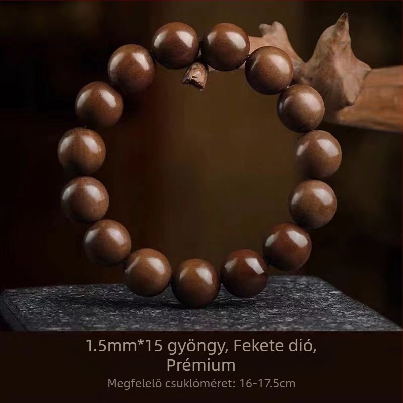 Régi szantálfa gyöngy karkötő, gravírozott, modern minimalist stílus, 2025 tavaszán