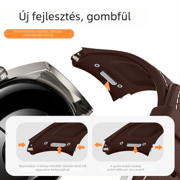 Huawei Watch5-höz készült bőrszilikon-kompozit szíj, push típusú csattal, divatos